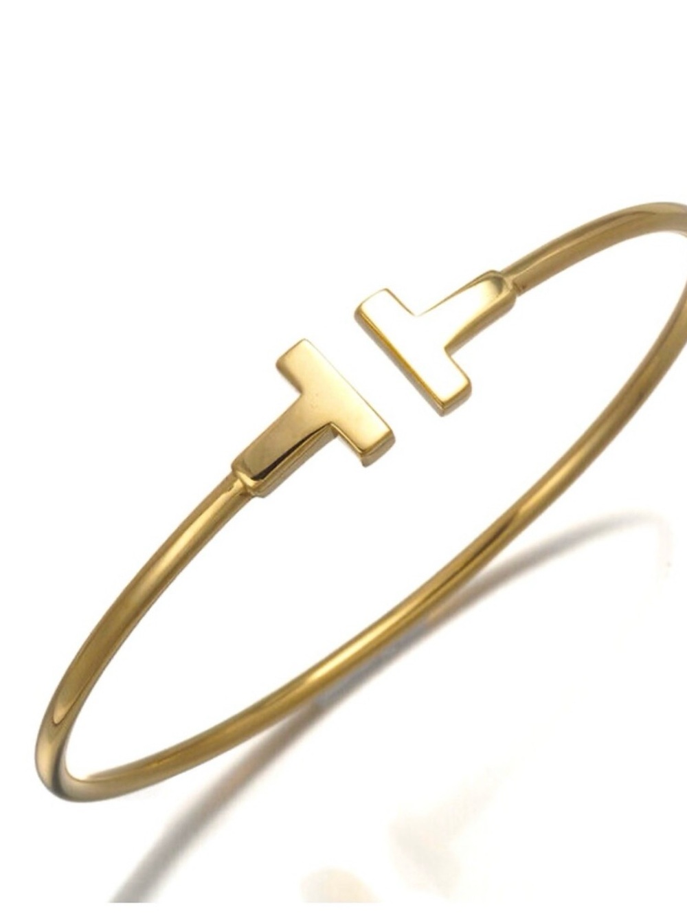 Gold Open-Ended T Bar Bangle Bracelet - Women's Jewelry